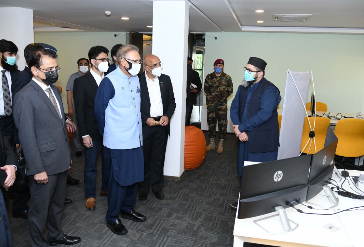 PresOfPakistan's tweet image. President Dr. Arif Alvi visited National Incubation Center (NIC) Islamabad today. He was briefed about various initiatives of NIC.