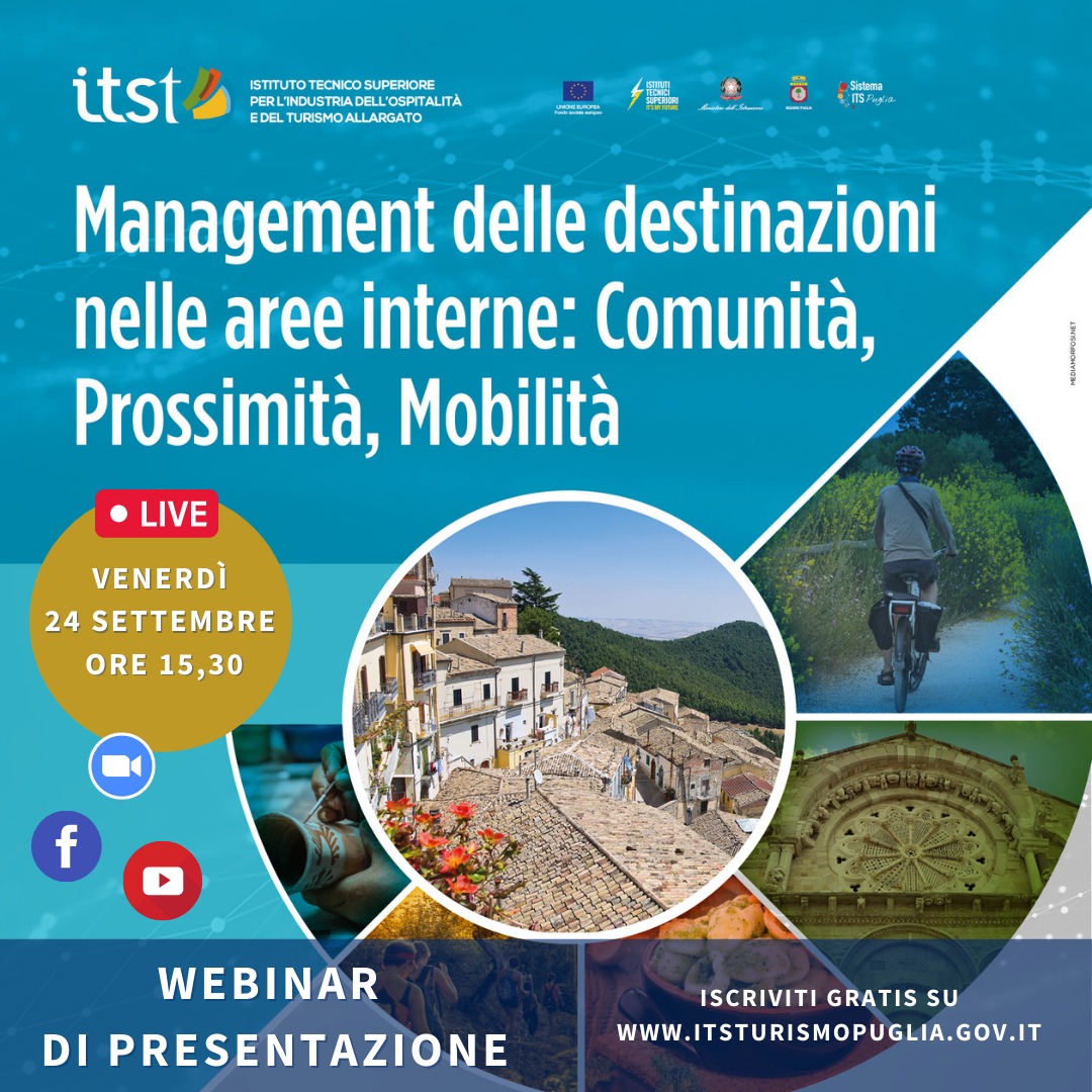 Tecniche e strategie digitali per ricoprire ruoli di direzione e Gestione nell'ambito del Management turistico! Presentazione del Corso in "Management delle destinazioni nelle Aree interne: Comunità, Prossimità, Mobilità" venerdì 24 settembre dalle 15.30! us02web.zoom.us/webinar/regist…