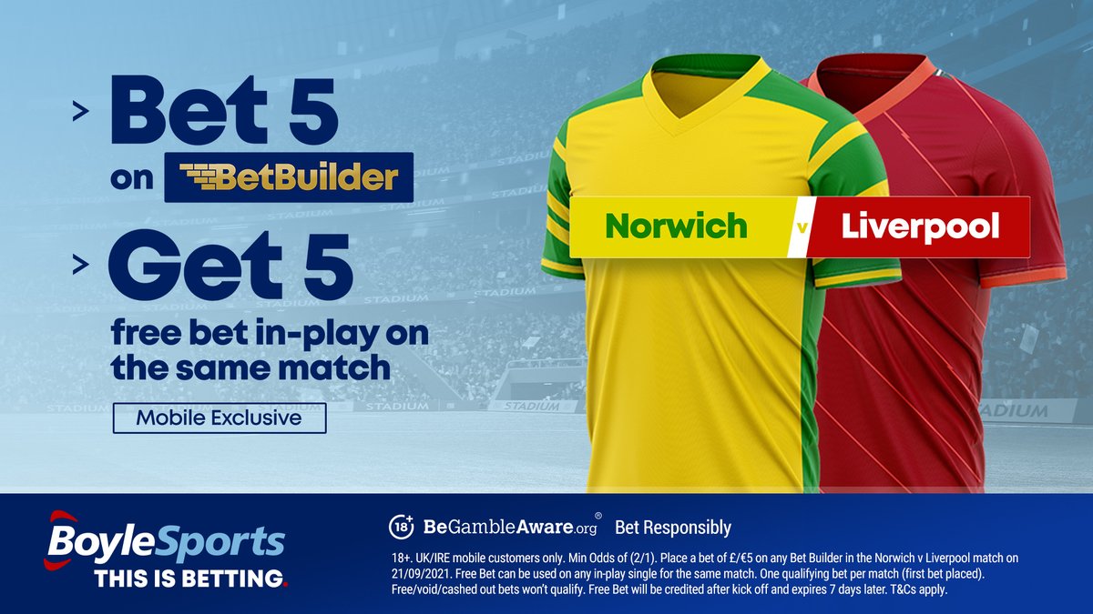 BoyleSports's tweet photo. 🔄 RT &amp; REPLY!

🤑 Win a FREE €/£20 bet!

Predict the First Goalscorer in Norwich v Liverpool #NORLIV

Use #BoyleGoal https://t.co/Gaic5phjko