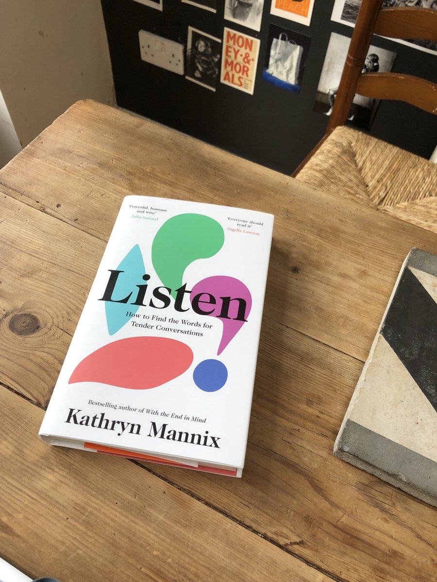 A few yrs ago, as WellcomePrize judges, we shortlisted ⁦@drkathrynmannix⁩’s wonderful #withtheendinmind. In ‘Listen’, once again, she’s written something so powerful, so full of stories, and so useful. Brilliant that this book exists  ⁦⁩ ⁦@ArabellaPike⁩