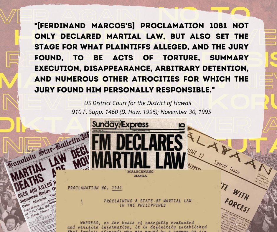 sanbedalaw_HRA's tweet photo. Foreign courts even recognized the atrocities of the Marcos Regime. In re:Estate of Marcos Human Rights Litigation, American jury US District Court for the District of Hawaii held Ferdinand Marcos’ estate liable for torture, disappearance, and EJKs to almost 10,000 plaintiffs. https://t.co/322iCb0Lko