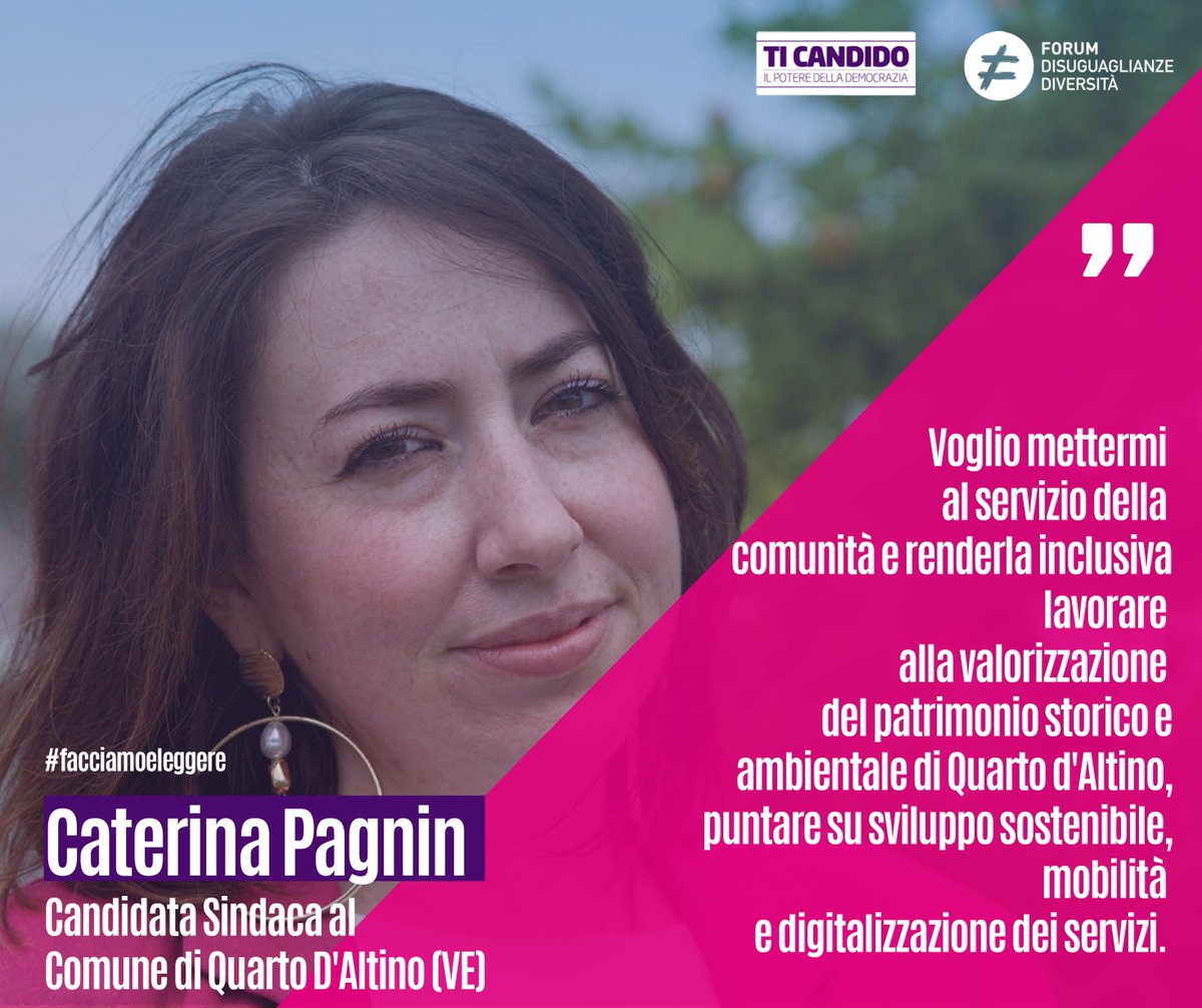 #FacciamoEleggere Caterina Pagnin, candidata Sindaca nel comune di Quarto d’Altino (Venezia).Project manager, fondatrice di un centro culturale e di un festival per la riqualificazione di uno spazio storico abbandonato,la sosteniamo insieme a <a href="/ticandido_/">Ti Candido</a> 👉bit.ly/Facciamo-Elegg…