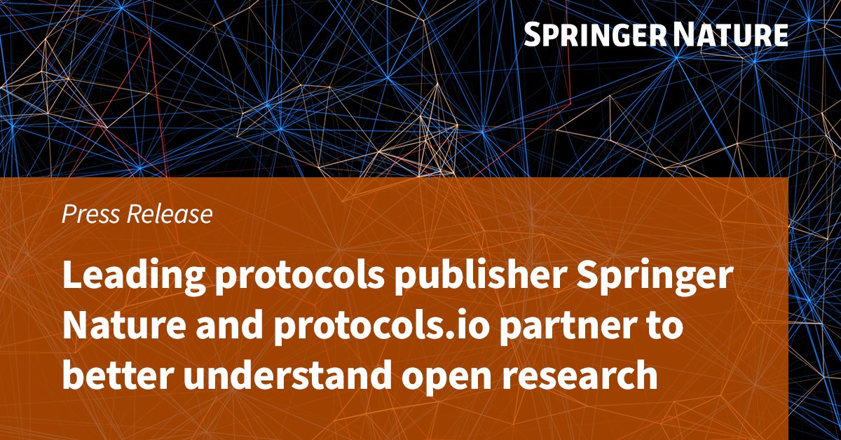 Springer Nature (@springernature) on Twitter photo Our year long pilot with <a href="/protocolsIO/">protocols.io</a> will provide a window into the use of protocols in lab experiments to better understand underlying methods and practices within the researcher workflow. Read our press release to learn more about this partnership: bit.ly/3lNxYaL Our year long pilot with <a href="/protocolsIO/">protocols.io</a> will provide a window into the use of protocols in lab experiments to better understand underlying methods and practices within the researcher workflow. Read our press release to learn more about this partnership: bit.ly/3lNxYaL
