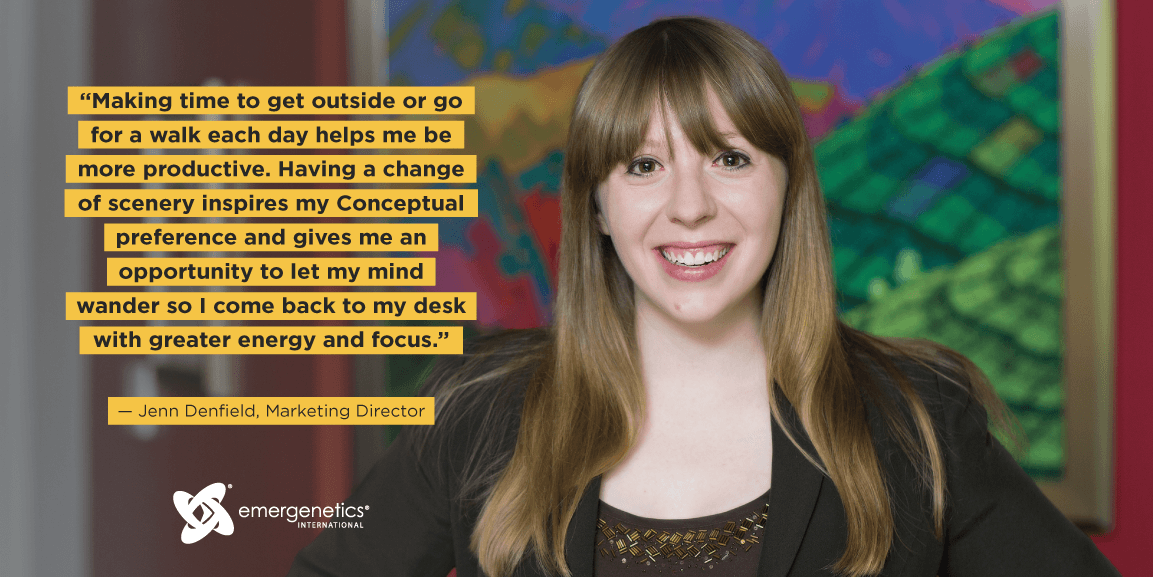 Emergenetics_'s tweet image. Our Marketing Director Jenn Denfield shares how she finds inspiration and clarity while working from home. #WFHtips #PeopleofEmergenetics