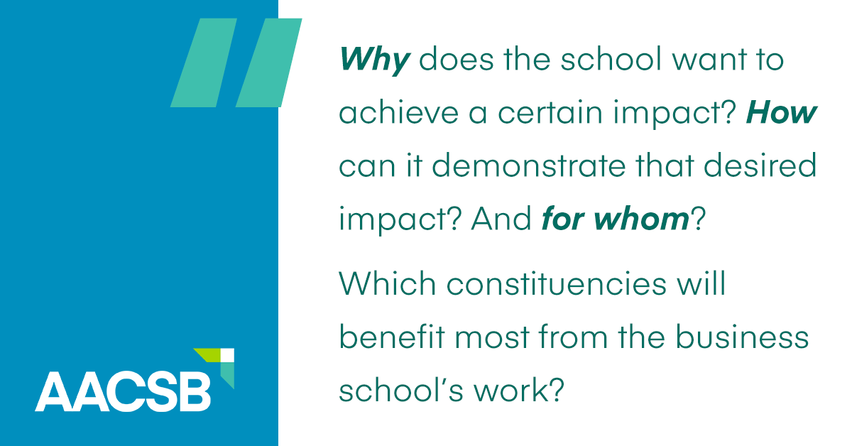 One way that a school can solve the conundrum of trying to determine what is relevant and what is measurable is to come up with well-anchored and mission-driven strategic answers to three questions.

Read more: 🔗aacsb.biz/3CBONwr