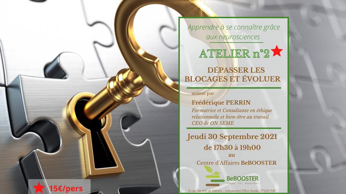 📢[ATELIER] "DÉPASSER SES BLOCAGES ET ÉVOLUER", c'est à BeBOOSTER le jeudi 30 Septembre de 17h30 à 19h00!! ⚠Places limitées_ Inscrivez-vous vite : weezevent.com/atelier-depass…