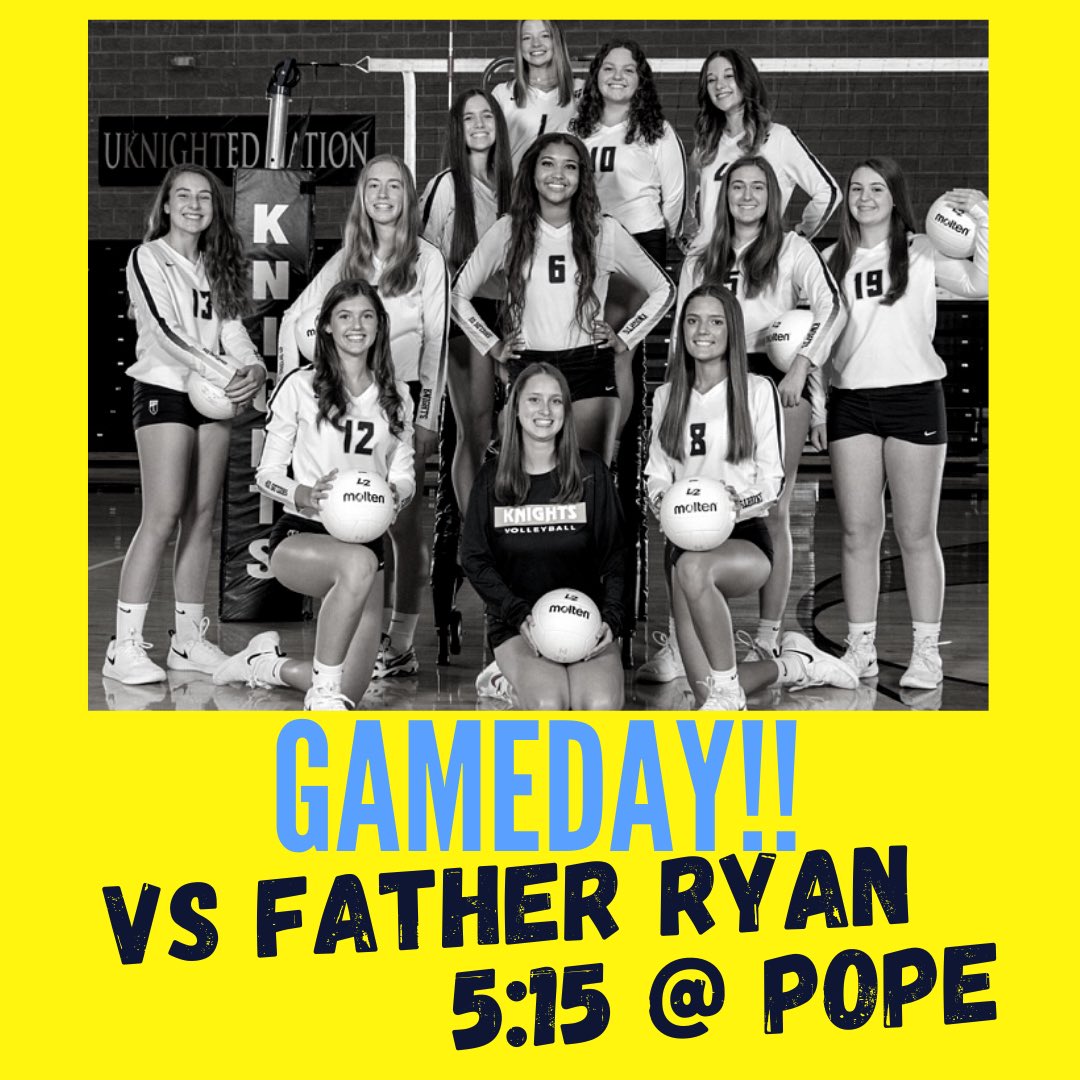 JPII_Vball's tweet photo. It’s #GameDay @ Pope! Region matchup against @fatherryan @ 5:15.
Be there!! 🏐 💯 🔥 https://t.co/k4eekqLPId