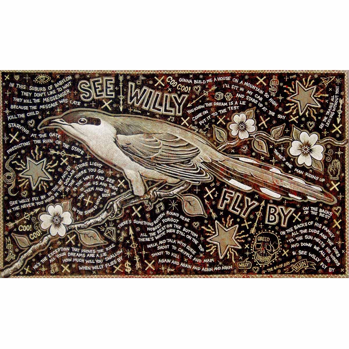 Here it is, the latest installment in Jon Langford’s song print series. See Willy Fly By is a piledriving, dream-crunching anthem by Jon off of the Waco Brothers 2nd album, Cowboy In Flames. bit.ly/3tYuc21