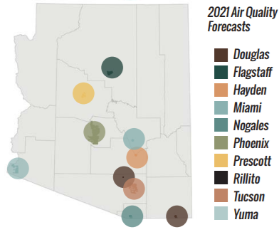 ArizonaDEQ's tweet photo. *NEW* ADEQ expands hourly air quality forecasts to more communities including rural #AZ.
Read: https://t.co/MtzjJSrQLl

For #Douglas, #Hayden, #Miami &amp; #Rillito, get the PM-10 (Dust) forecast. 

For #Flagstaff &amp; #Prescott, get the Ozone forecast. 

#AQI #AZWX https://t.co/PEgGk0K8oW