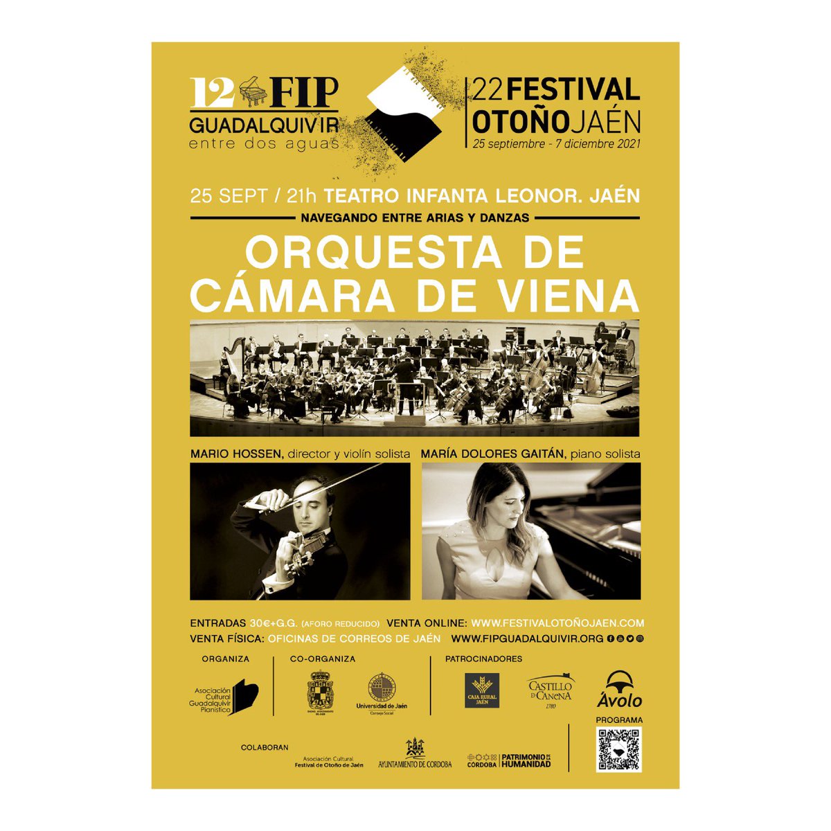 La Orquesta de Cámara de Viena se estrena en #Andalucía con el concierto “Navegando entre arias y danzas”, que podrán disfrutar los amantes de la música clásica de Jaén y Córdoba el próximo fin de semana 
.
Más info y venta de entradas en festivalotoñojaen.com
#FestivalDeOtoño