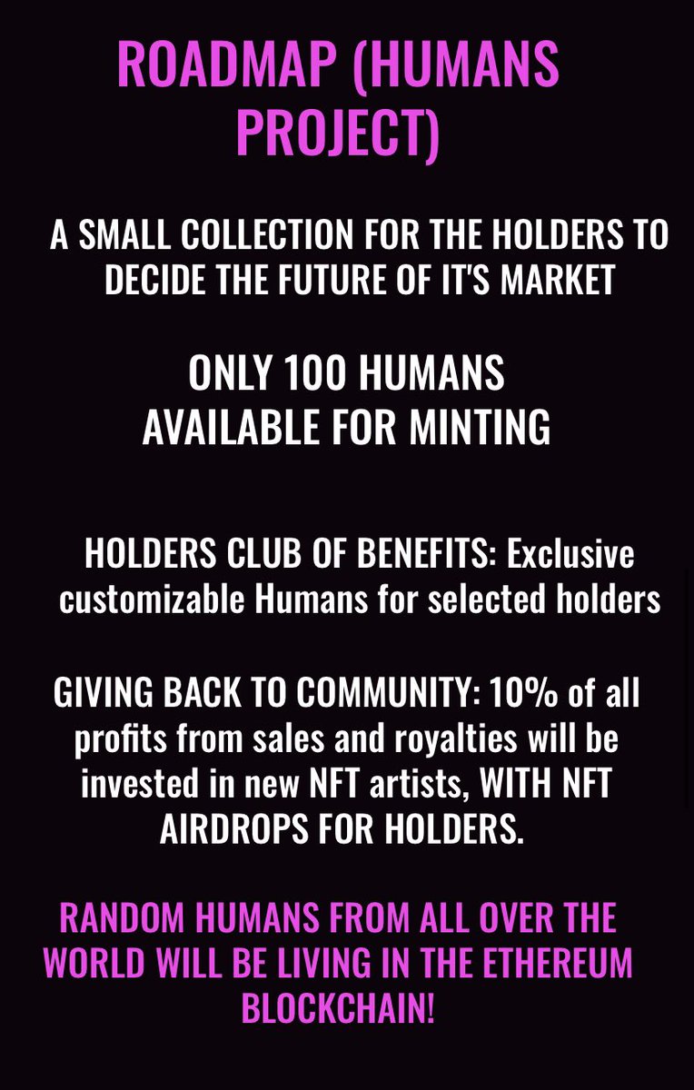 PixelPOPWorld's tweet image. 💜 IMPORTANT ANNOUNCEMENT 💜

GM HUMANS FAM! 

After much thought, we have decided that the best for our community will be to limit our collection to the original only 100 1/1 NFTs available for minting. Possible other humans will only be available for holders.

Our ROADMAP 3.0: