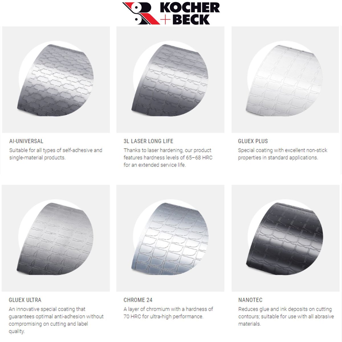 KocherBeckUSA's tweet image. We offer a variety of #FlexibleDie solutions to best fit your application and material cutting needs. To extend your die life we also offer a multitude of coating options for long print runs. Contact us at kbsales@kocher-beck.com to learn more.