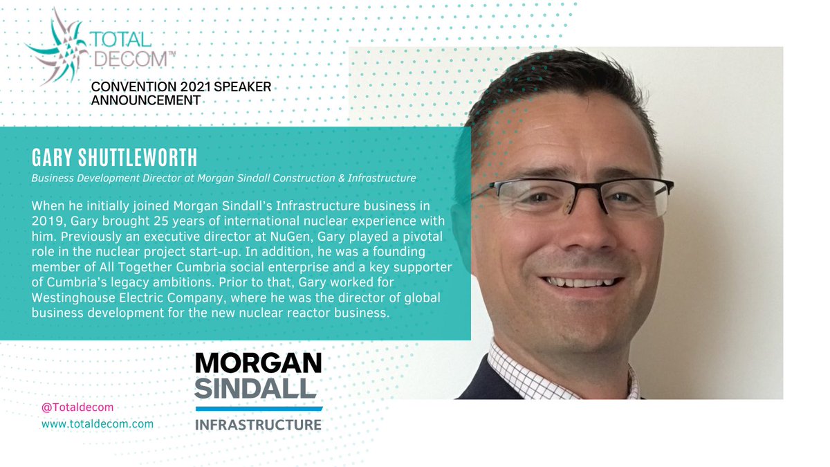 Speaker announcement
Gary Shuttleworth, Business Development Director at <a href="/morgansindall/">Morgan Sindall Group</a> Construction &amp; Infrastructure will be delivering a presentation on 'The Evolution of Social Value'
Find out more about him and his chosen subject here totaldecom.com/convention-202… 
#social #nuclear