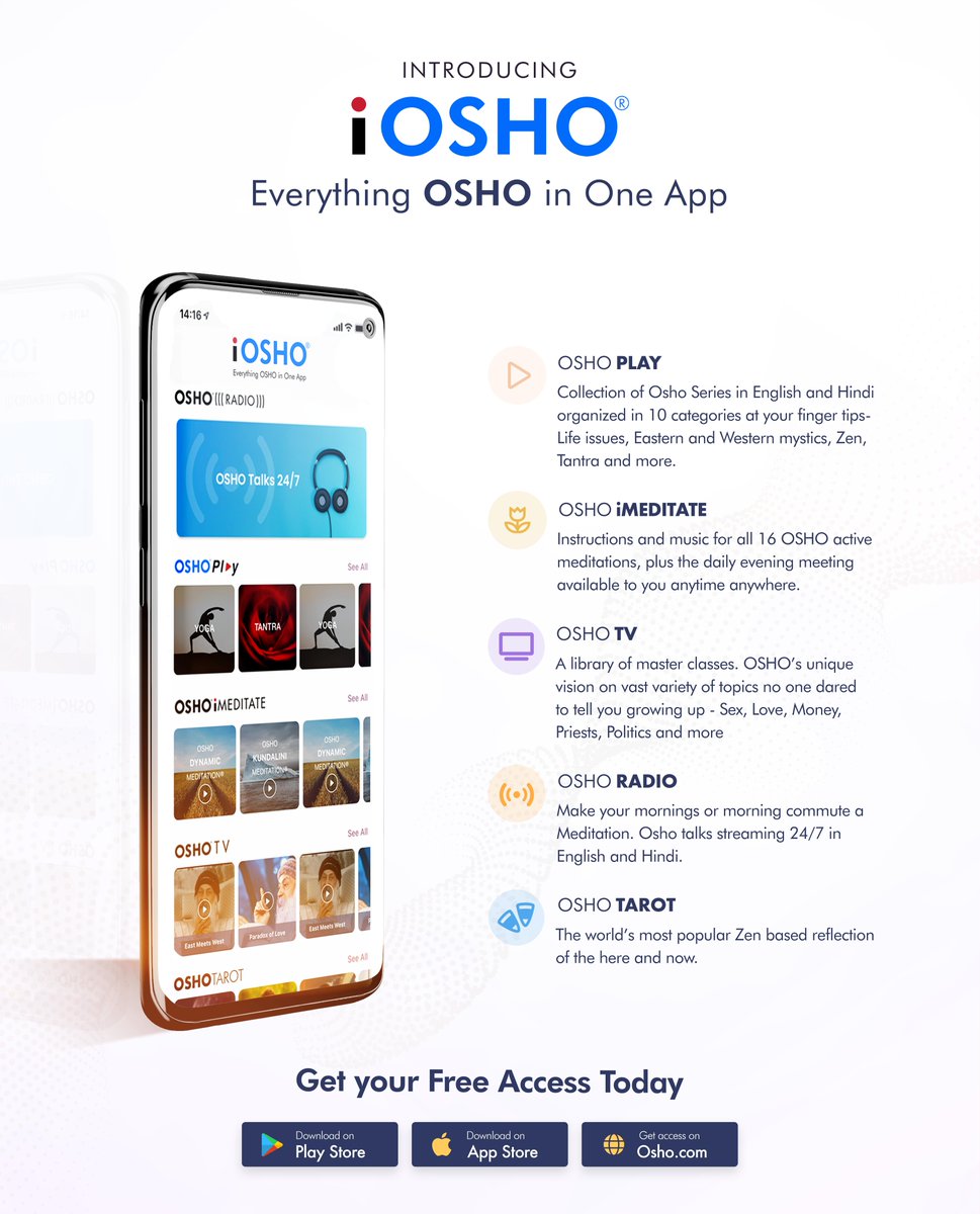 OSHO's tweet photo. Everything OSHO in One App
Claim your free trial at ➡ https://t.co/OGQY0rbKew
#iosho #osho #oshomusic #oshoworld #oshotarot #tarotreading #lifeissues #professionalissues #oshoquotes #oshoradio #oshoplay https://t.co/KRl89zlmOT