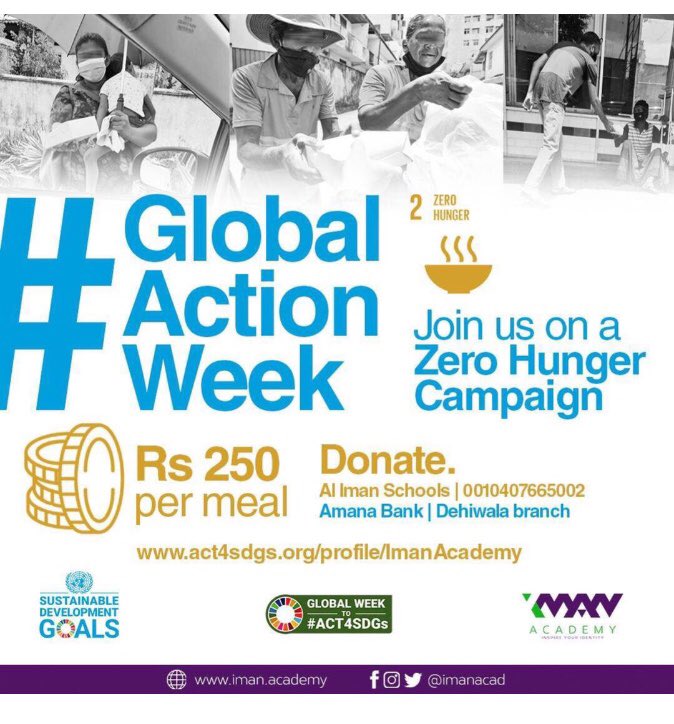 #Act4SDGs #GlobalActionWeek #ZeroHunger #TogetherWeCan #everylittlecounts #SDGs #bitesizedsdgs #teachsdgs #imanacad #SriLanka #GlobalGoals