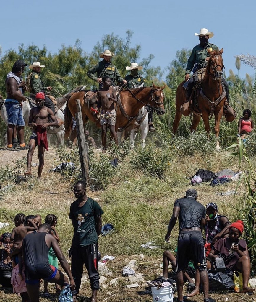 ImmortalTech's tweet photo. This is 2021. Stop saying this nation is acting like other countries when it does terrible things. It has its very own horrible history and it’s own terrible modern day policies. #Texas #Haitianmigrants https://t.co/ZiH5A9RB5i
