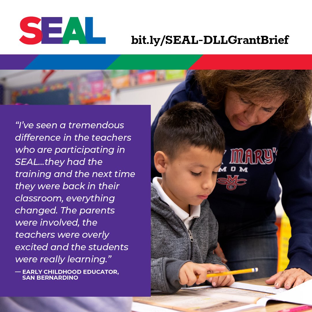 The <a href="/Sobrato_org/">Sobrato Philanthropies</a> Early Academic Language (SEAL) model shows that strengthening the capacity of #ECE  teachers to support dual language leaners is crucial to the long-term success of California’s students. Read the brief: bit.ly/SEAL-DLLGrantB… #EarlyLearning #DLLs
