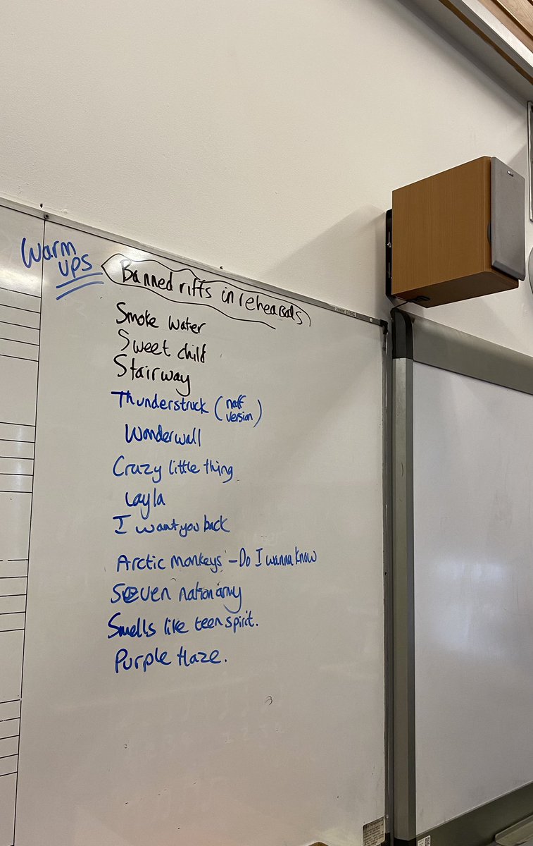 Productive and fun School band rehearsal today with “Monster” by The Automatic and “Figure it out” by Royal Blood. Gradually discovering the #GuitarRiffs our SVS guitarists know too - great for warmups!!