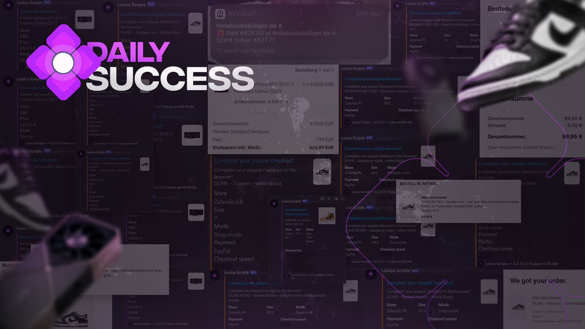Safe to say today was a very successful day for Luxica members! 🥳

Members were able to secure multiple pairs at Zalando with ease, following up with a massive cookout at NBB. 

Still need in? Like, retweet and keep an eye on your DMs! 👀