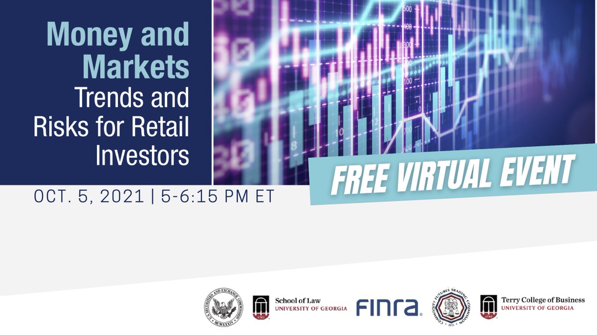 SEC Atlanta (@atlanta_sec) on Twitter photo Join us on Oct. 5 at 5 p.m. ET for a virtual event on trends and risks for retail investors! Topics include:
- investment strategies and related technology
- social media
- cryptocurrency
Details here 👉 sec.gov/news/upcoming-… Join us on Oct. 5 at 5 p.m. ET for a virtual event on trends and risks for retail investors! Topics include:
- investment strategies and related technology
- social media
- cryptocurrency
Details here 👉 sec.gov/news/upcoming-…