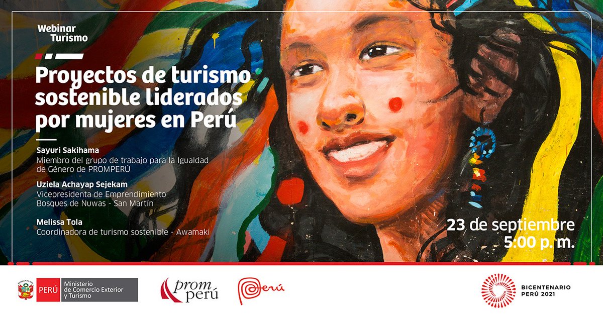 ¡Proyectos de turismo sostenible! 🍃 🙌
Conoce la experiencia de dos emprendimientos de turismo liderados por mujeres de las regiones de Cusco y San Martín. Inscríbete aquí ➡ bit.ly/2Xx48iD 

#PROMPERÚ