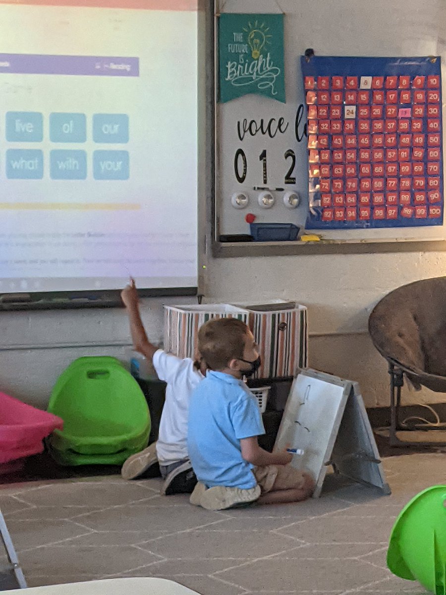 Focused students <a href="/KCS_Jefferson/">Jefferson Elementary</a> practicing their site words.