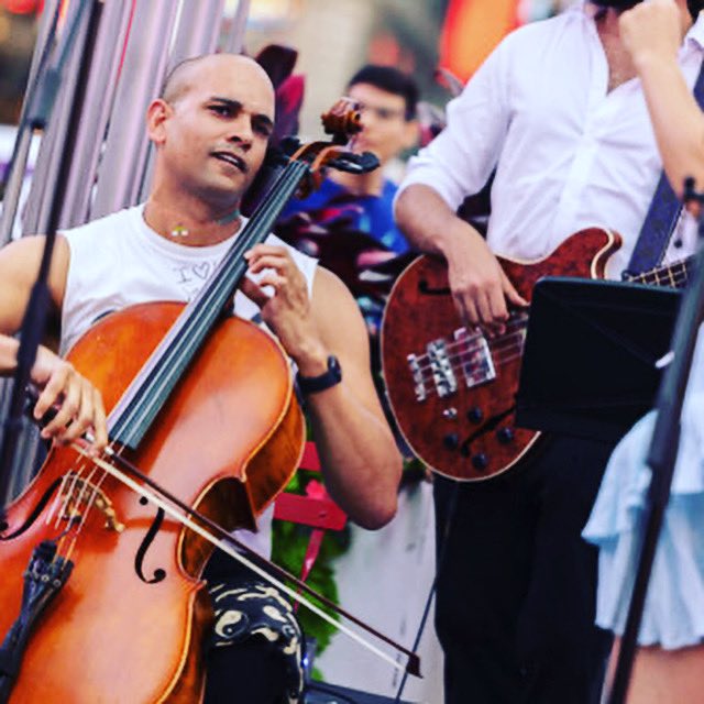 Here’s our amazing cellist David Blasher, looking dashing as always. You can hear him sing lead vocals on the last track from our new EP “Dragons”🐉🐉 sky-pony.com/dragons
