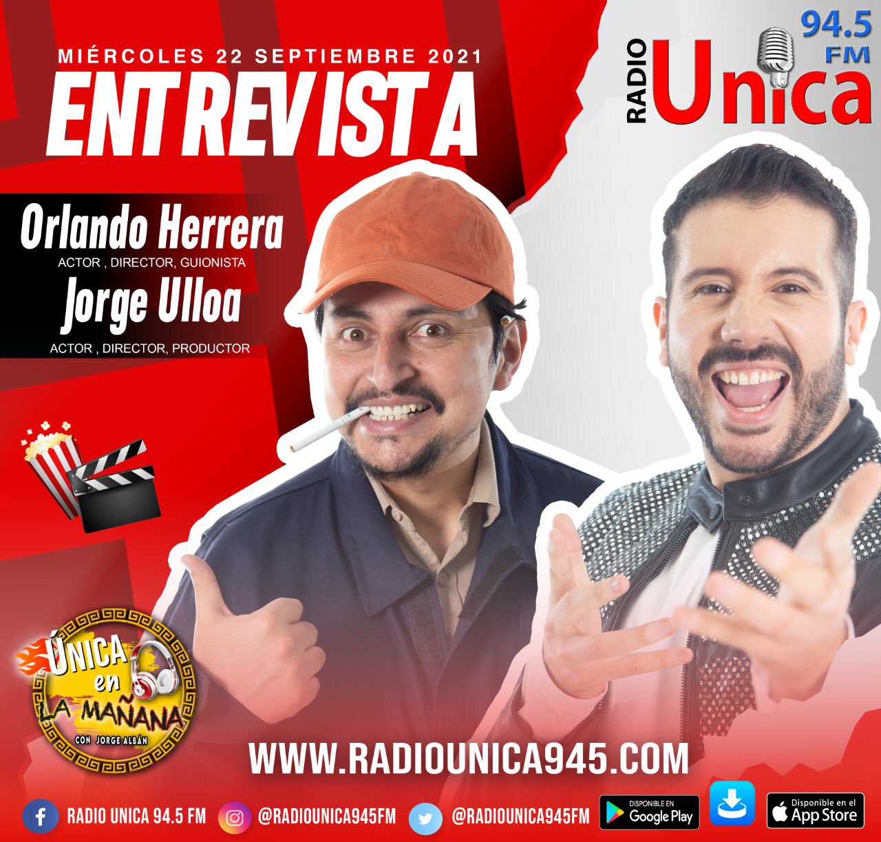 Unica 94.5 FM Twitter: "MAÑANA💥| Tendremos entrevista llena de #humor y #originalidad junto a los chicos de @enchufetv, @OrlandoH87 y @Jorgeulloaaa 🥸 no te puedes perder esta súper entrevista!