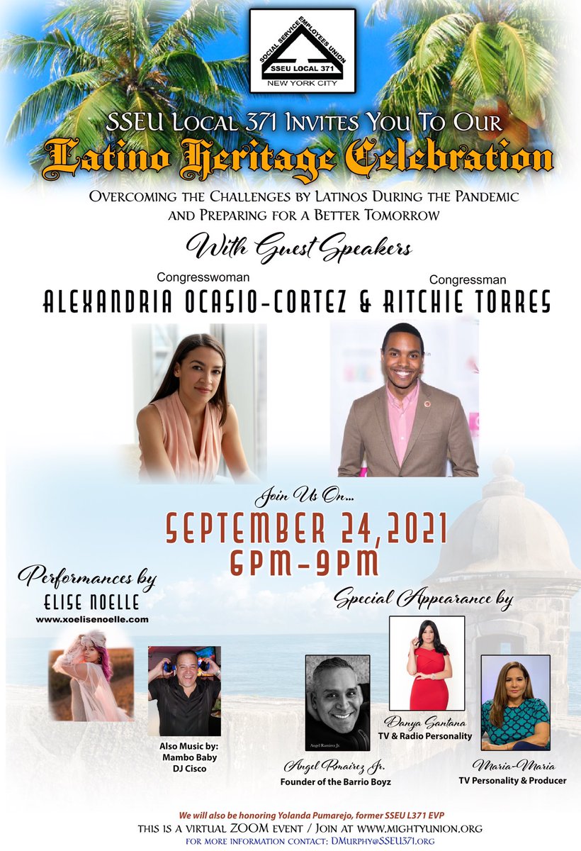 MightyUnion's tweet image. Don’t Forget to Join Us This Friday!

You can attend virtually through the following link:

mightyunion.org/event/latino-h…

Featuring:

@RepAOC @AOC 
@RitchieTorres 
@elisenoellexo 
#mambobaby
@TheBarrioBoyzz 
#danyasantana
#mariamariatv