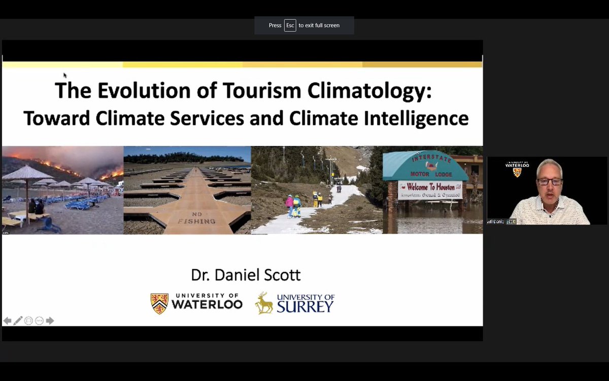 First speaker at #ICB2021 #Tourism session is Dr. Daniel Scott with the topic 'The Evolution of #TourismClimatology: Toward #ClimateServices and #ClimateIntelligence'