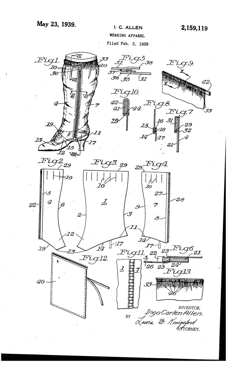 ChewytheSeal's tweet image. WEARING APPAREL - US2159119A
Inventor - Inga Carlen Allen
Granted in 1939

#TeamSeal #practicalpatent 
Now I would call it a GAITER

@ExplodingPossum @JillLum1 @Pixieprogrammer @gypsea1997 @BrazilBonny @chirpykittys @fred7722 @SilentHeadbang1
