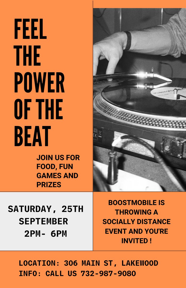 BrickCity Wireless 4 (@bcitywireless4) on Twitter photo Boost Mobile is throwing a socially
distanced event and you're invited!
Join us for food, fun, games, prizes and a live DJ
Saturday, 25th 2PM - 6PM <a href="/marco_Marceco/">Marco Solorzano</a> <a href="/MarcecoNation/">Marceco Ltd</a> <a href="/BoostMikeNJ/">BoostMike</a> #BESTNATION #BOOSTMOBILE #FREEPHONE #FALLEVENT Boost Mobile is throwing a socially
distanced event and you're invited!
Join us for food, fun, games, prizes and a live DJ
Saturday, 25th 2PM - 6PM <a href="/marco_Marceco/">Marco Solorzano</a> <a href="/MarcecoNation/">Marceco Ltd</a> <a href="/BoostMikeNJ/">BoostMike</a> #BESTNATION #BOOSTMOBILE #FREEPHONE #FALLEVENT