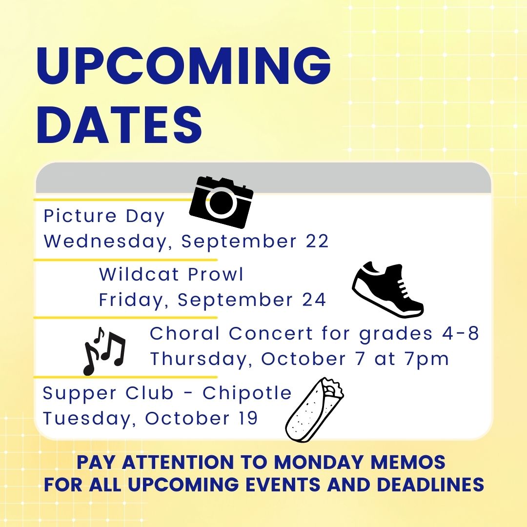 olwschoolAH's tweet photo. Details on Picture Day and the Wildcat Prowl are in Monday Memo's. https://t.co/VNknwDrGLv