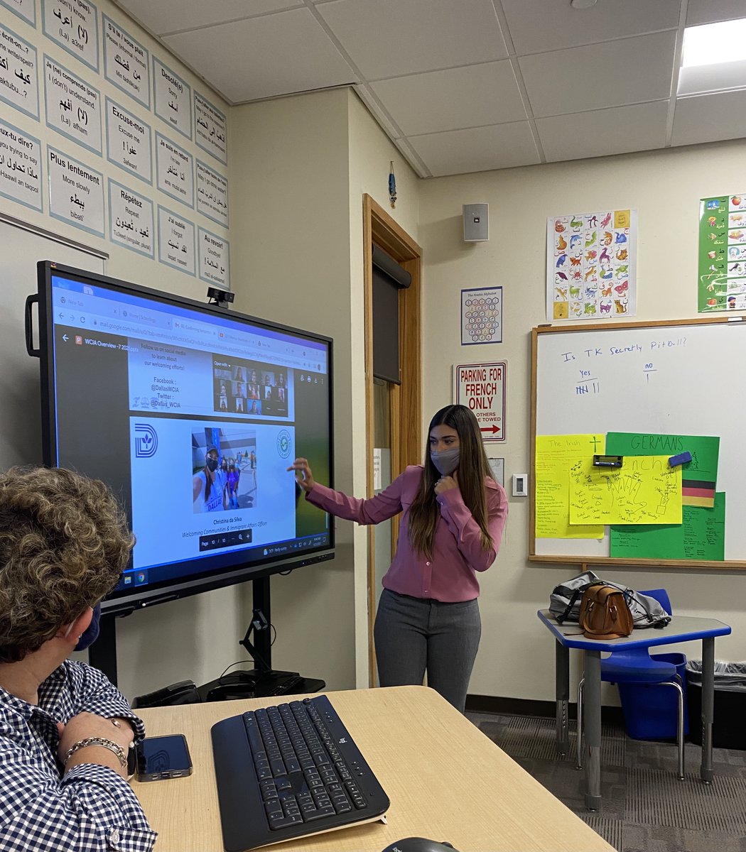 gaskell88's tweet photo. Great opportunity for our @EpiscopalDallas students to hear from Christina da Silva @Dallas_WCIA -City of Dallas Welcoming Communities &amp; Immigrant Affairs- during Immigration in America class today #sschat https://t.co/7Ie8Mbswdk