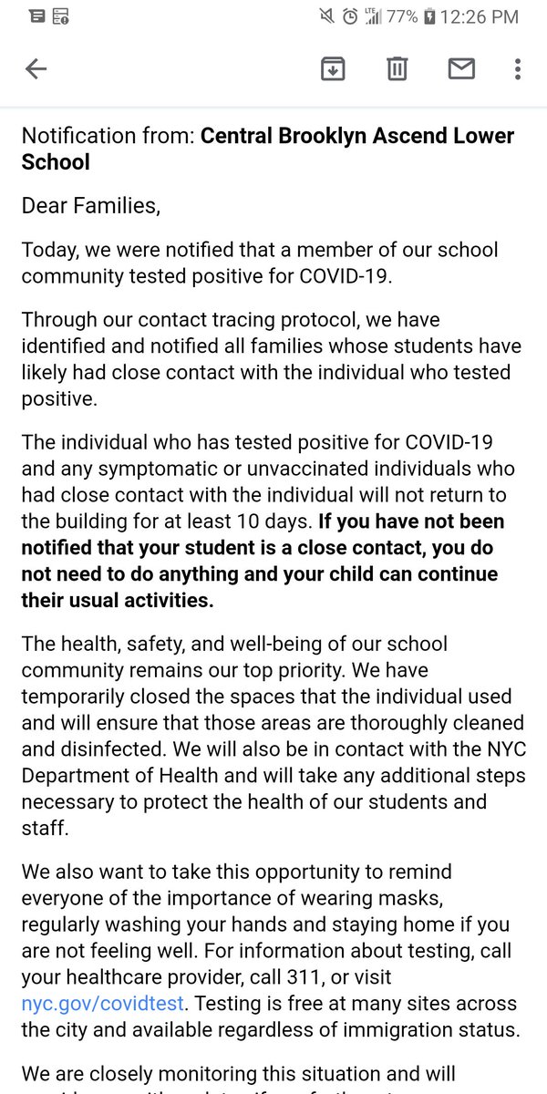 #CovidSchoolAlerts

Central Brooklyn Ascend Lower School has another #covid case.
This is the 5th classroom closure in 3 weeks.

#remotelearning #CovidAndOurSchools #RemoteOptionNow
#Strike4SafeSchools #COVID19 #CoronavirusUpdates