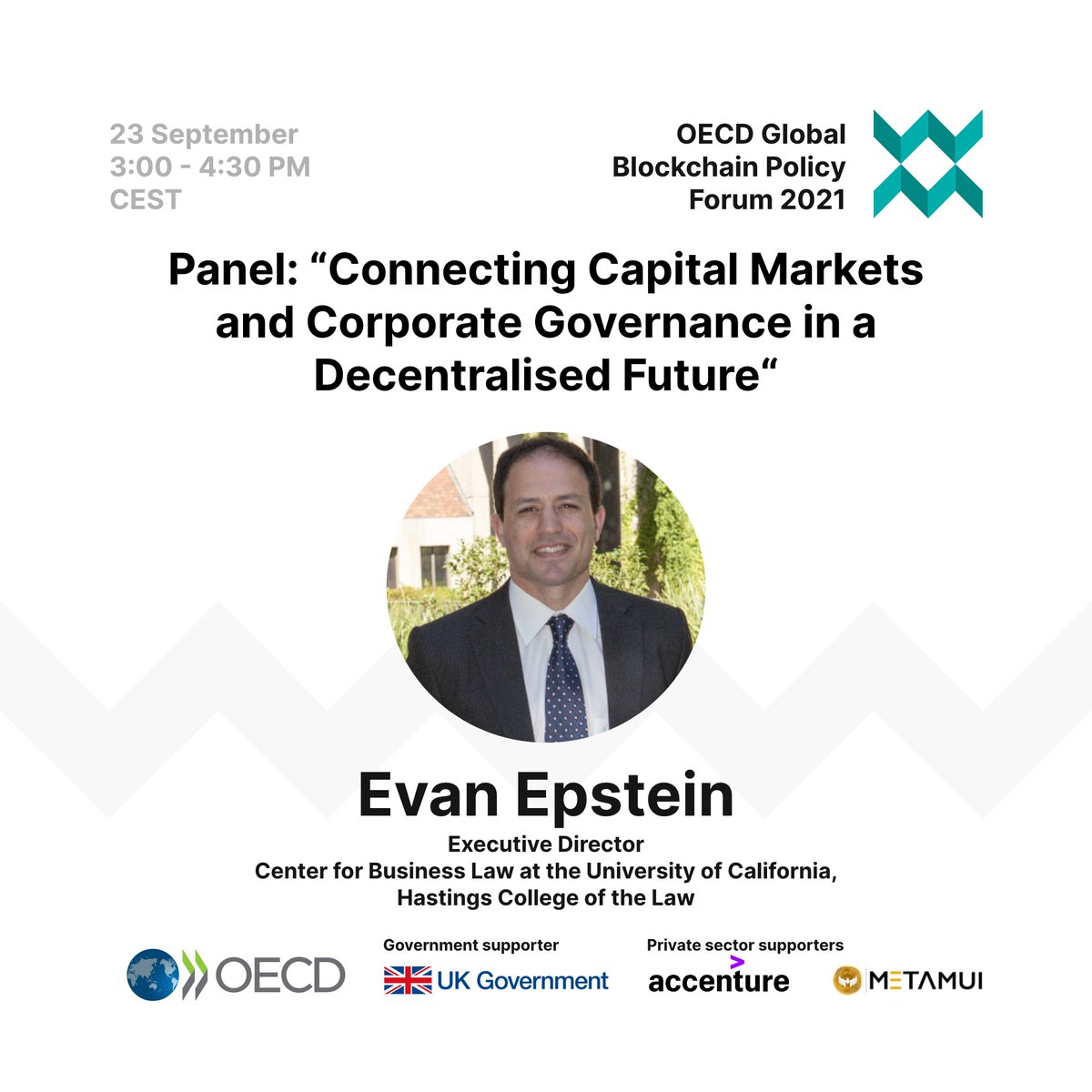 evanepstein's tweet image. Looking fwd to speak at @OECD_BizFin&apos;s Global Blockchain Policy Forum on new frontiers of #corpgov. Great panel, including @Gmvolpi, @MathildeMesnard, Manny Alvarez (former Comm&apos;r @CaliforniaDFPI) &amp;amp; Valerio Novembre (@ESMAComms). #OECDblockchain Register: oe.cd/gbpf