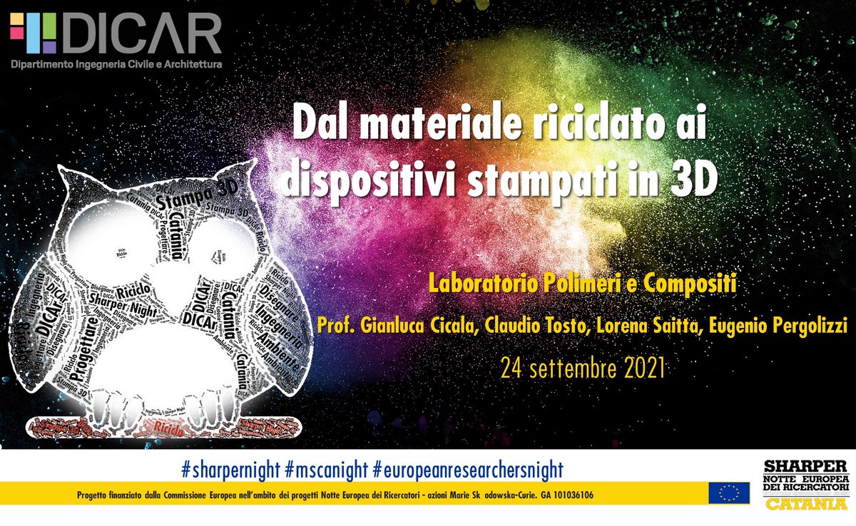 LabPolymers's tweet image. Anche quest&apos;anno saremo presenti alla @sharpernight con programma ricco di eventi rivolti ad un pubblico di tutte le età e incentrati su stampa 3D e Sviluppo Sostenibile♻️🌿
@uni_ct @DICArUnict 
24/09, 17-24 stand in Piazza Università
25/09, 11-13 diretta urly.it/3fmtf