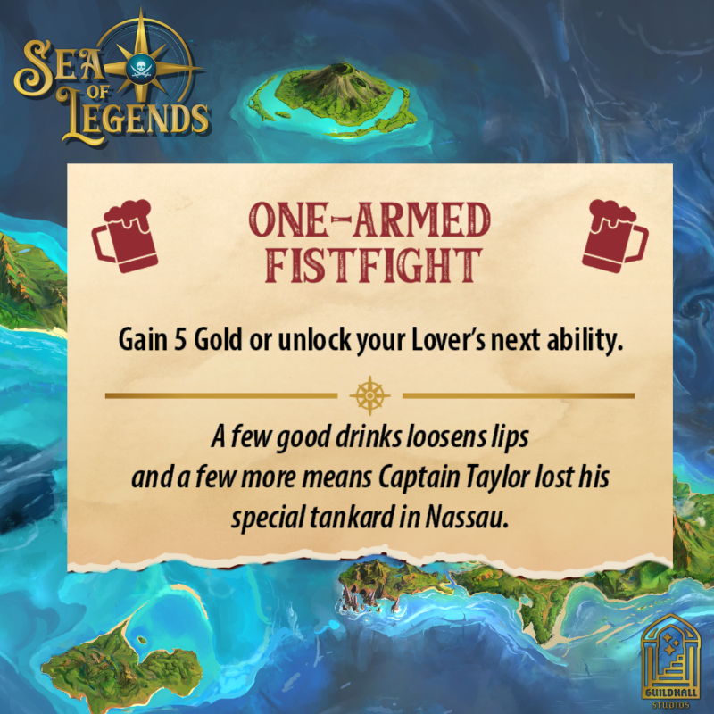 GuildhallStudio's tweet photo. Sometimes a pirate just needs to take a break in port. The Tavern Action in Sea of Legends allows you to do just that! Play games, pickpocket loot, or gather rumors at the bar.
#seaoflegends #guildhallstudios #boardgames #gamemechanics #pirates #kickstarter #gameart