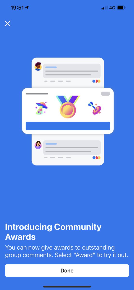 oncescuradu's tweet photo. #Facebook is introducing “Community Awards”.

Might be new @MattNavarra. 

#FacebookBeta #iOS https://t.co/g68sjffg2j