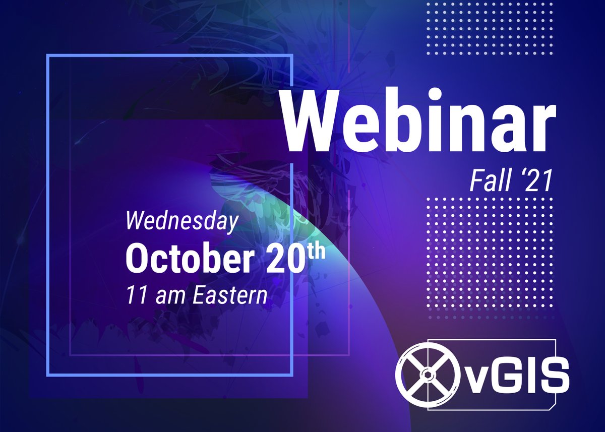 vGIS_Map's tweet photo. vGIS User Webinar: Fall 2021 edition
We have released many exciting features over the last few months, and we are eager to share them with you. Join us for the Fall 2021 Webinar on Wednesday, October 20th, at 11:00 am EST.
#vgis #webinar #ar https://t.co/Uynw5RSbtW