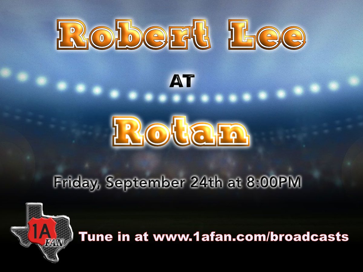 Texas 1A Fan (@texas1afan) on Twitter photo Texas 1A Fan Broadcasts in Week 5!
Robert Lee @ Rotan on Friday at 8:00PM
Pending permission (Friday games):
- Morgan @ Eden
- Springlake-Earth @ White Deer
<a href="/LemanSaunders/">Leman Saunders</a> <a href="/sixmanfb/">SixManFootball.com</a> <a href="/sixmania/">Sixmania</a> <a href="/robertlee_isd/">robertlee_isd</a> <a href="/RotanISD/">Rotan ISD</a>
1afan.com/broadcasts.html Texas 1A Fan Broadcasts in Week 5!
Robert Lee @ Rotan on Friday at 8:00PM
Pending permission (Friday games):
- Morgan @ Eden
- Springlake-Earth @ White Deer
<a href="/LemanSaunders/">Leman Saunders</a> <a href="/sixmanfb/">SixManFootball.com</a> <a href="/sixmania/">Sixmania</a> <a href="/robertlee_isd/">robertlee_isd</a> <a href="/RotanISD/">Rotan ISD</a>
1afan.com/broadcasts.html