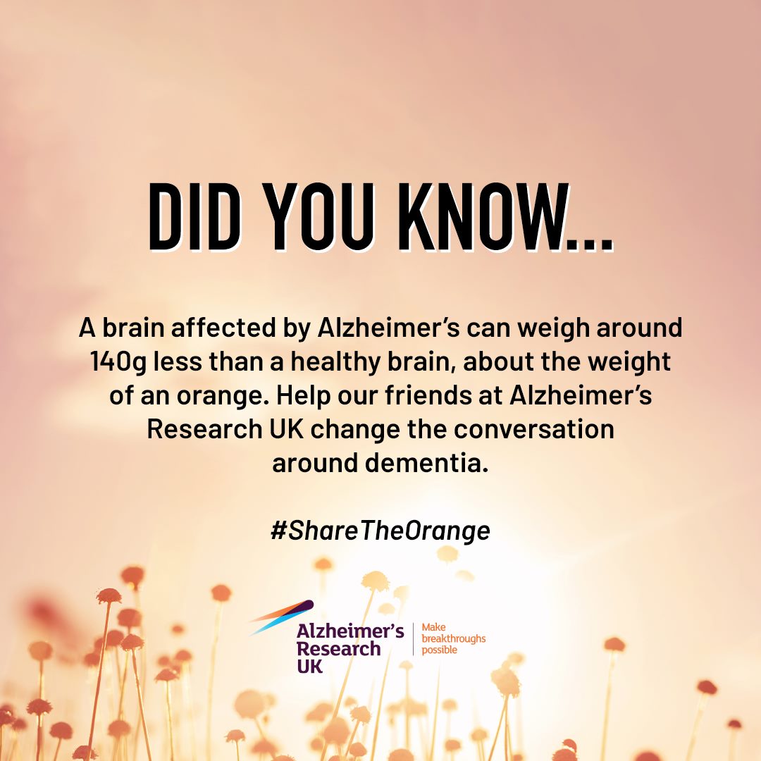 Did you know, a brain affected by Alzheimer’s can weigh around 140g less than a healthy brain – about the weight of an orange 🍊

This #WorldAlzheimersMonth <a href="/ThePerfumeShop/">theperfumeshop</a> are helping Alzheimer's Research UK change the conversation around dementia.