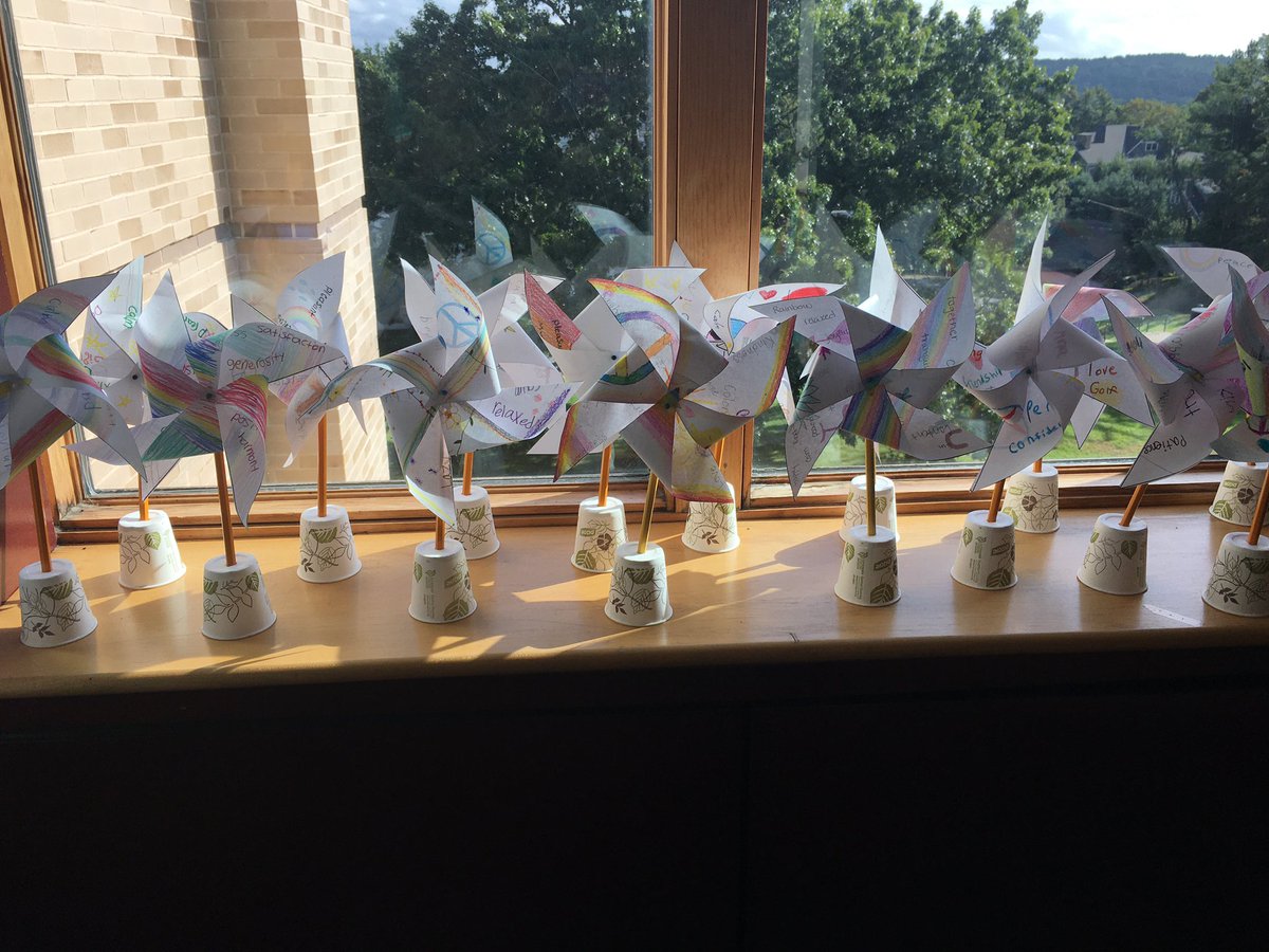 Grade five celebrates International Peace Week by creating peace pinwheels!