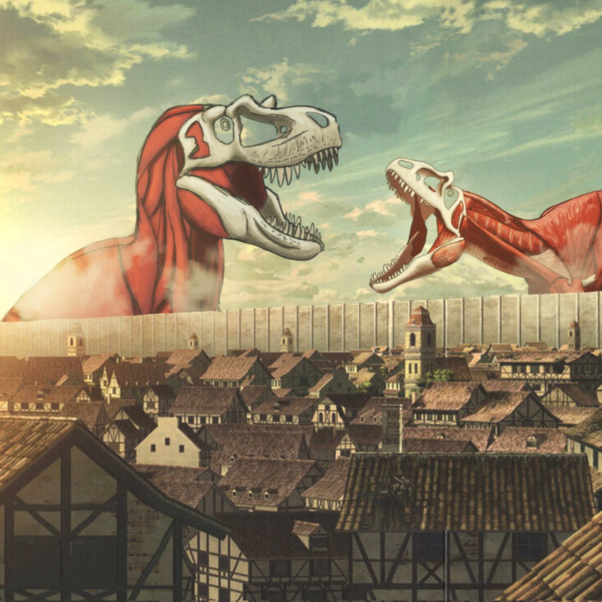ARGAtheropodfan's tweet photo. This one deserves it's own tweet. EVERYTHING is cooler with dinosaurs. Including Titans! 

#AttackOnTitan #dinosaurs https://t.co/xf4YeM0tET