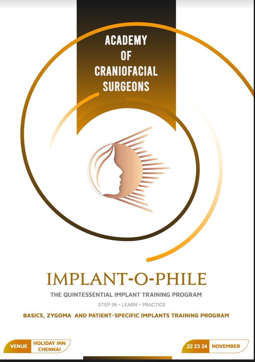 acsimplant's tweet photo. The Academy of Craniofacial surgeons is elated to bring to you the 3 day extravagant implant training program on a never-before-seen scale of grandeur covering a plethora of implant topics ranging form basic implants to the latest in the market patient-specific implants, https://t.co/SjuoyvvPVc