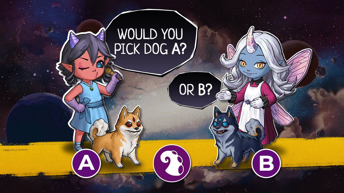devikins_game's tweet image. Heya gang! We're running a little contest here, where three lucky winners can get 300 #DVK! All you have to do is pick a dog, A or B, and give them a name, and you'll have a chance to win!

Post your choice in the replies below!

#devikins #crypto #cryptogaming #gamefi #NFT