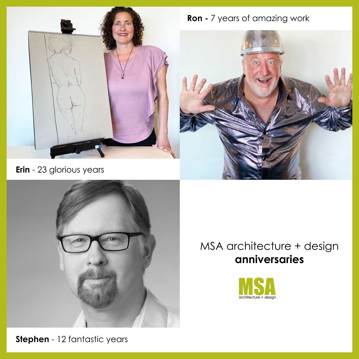 This is an important month as 3 of our colleagues are celebrating their anniversaries. Please join us in celebrating Erin, Ron and Stephen who have been part of MSA team for quite some time and we are grateful to have them as part of the MSA family!

#teamculture #anniversary