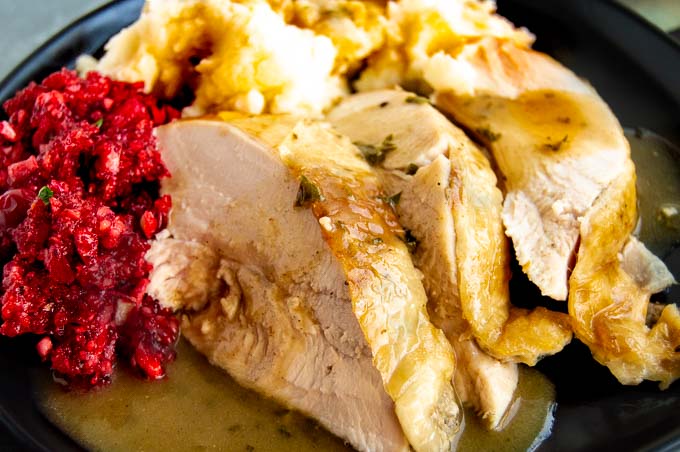 Crockpot turkey breast recipe w/ herbed butter. Oven Finished for crispy golden skin perfect for those who don’t need the entire bird for their Thanksgiving celebration or those who only want eat breast meat. # #slowecookerturkey #smallthanksgiving westviamidwest.com/slow-cooker-tu…