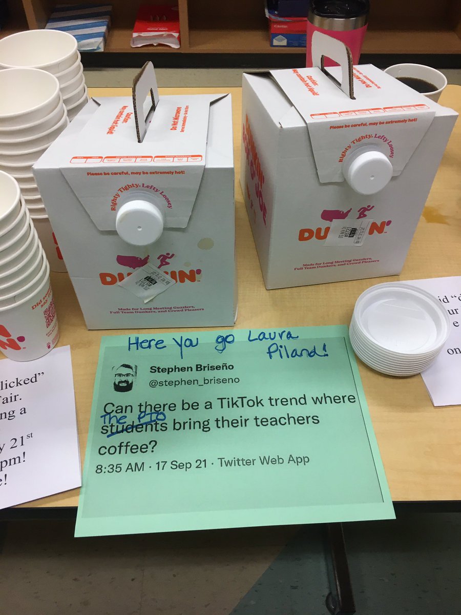 pilandla's tweet photo. Our PTO is the best!! #tiktoktrend #coffeeforteachers https://t.co/YXEAUw1OU7