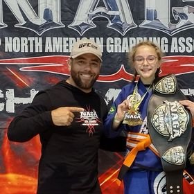 CONGRATS Samantha Bertini @PaulRBairdMS 8th grader, who won 1st place in both of her Brazilian Jiu-Jitsu Expert Divisions (gi & no gi) at the North American Grappling Association Spfld Championship. She is pictured with James Soffen- her stepfather and one of her coaches. 👍🦁👍
